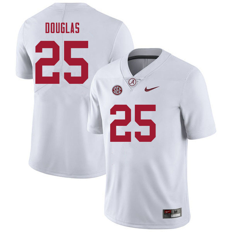 Alabama Crimson Tide Men's DJ Douglas #25 White NCAA Nike Authentic Stitched 2021 College Football Jersey YQ16K56HY